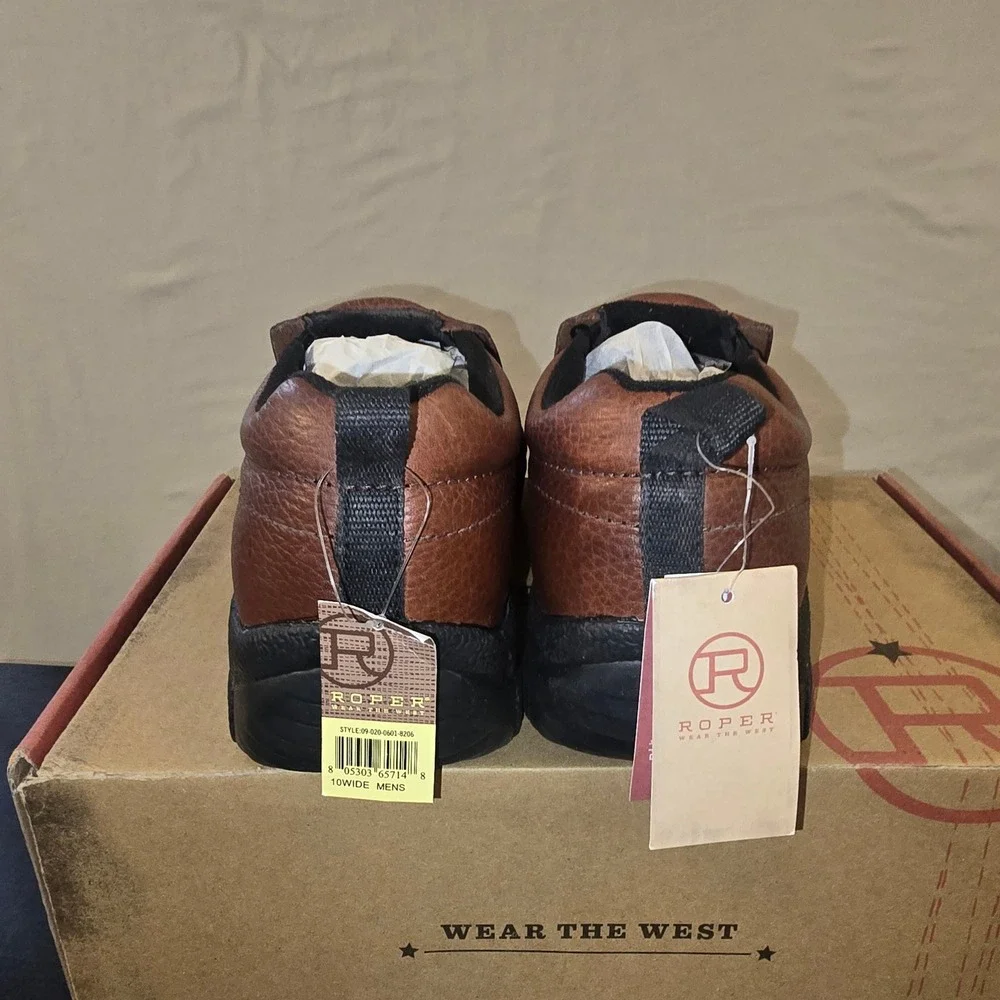 Roper Performance Slip On 10 Wide Mens Brown Tumbled Leather Shoes
